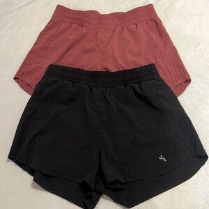 2 Pairs Running Athletic Gym Shorts Lined Black & Mauve XS